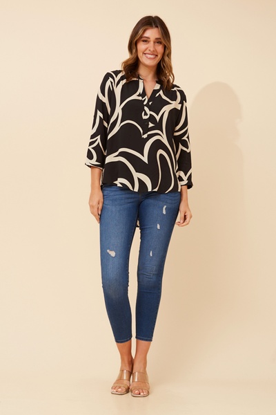 ROMINA ABSTRACT PRINT BLOUSE