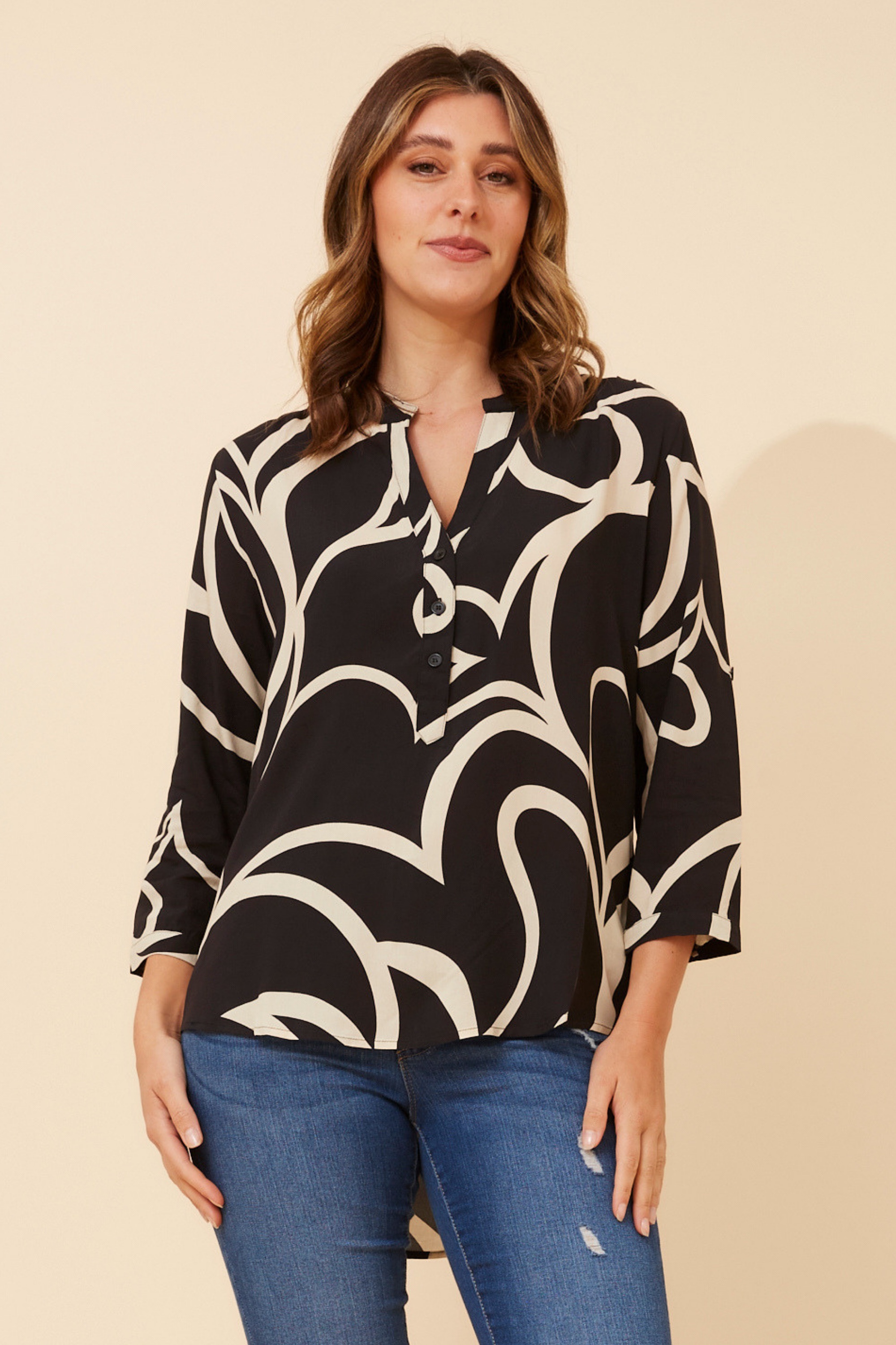 ROMINA ABSTRACT PRINT BLOUSE