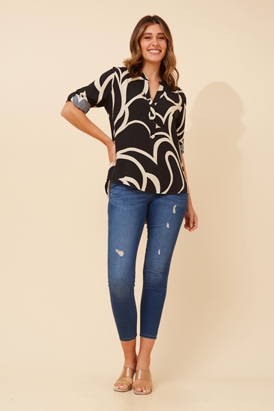 ROMINA ABSTRACT PRINT BLOUSE