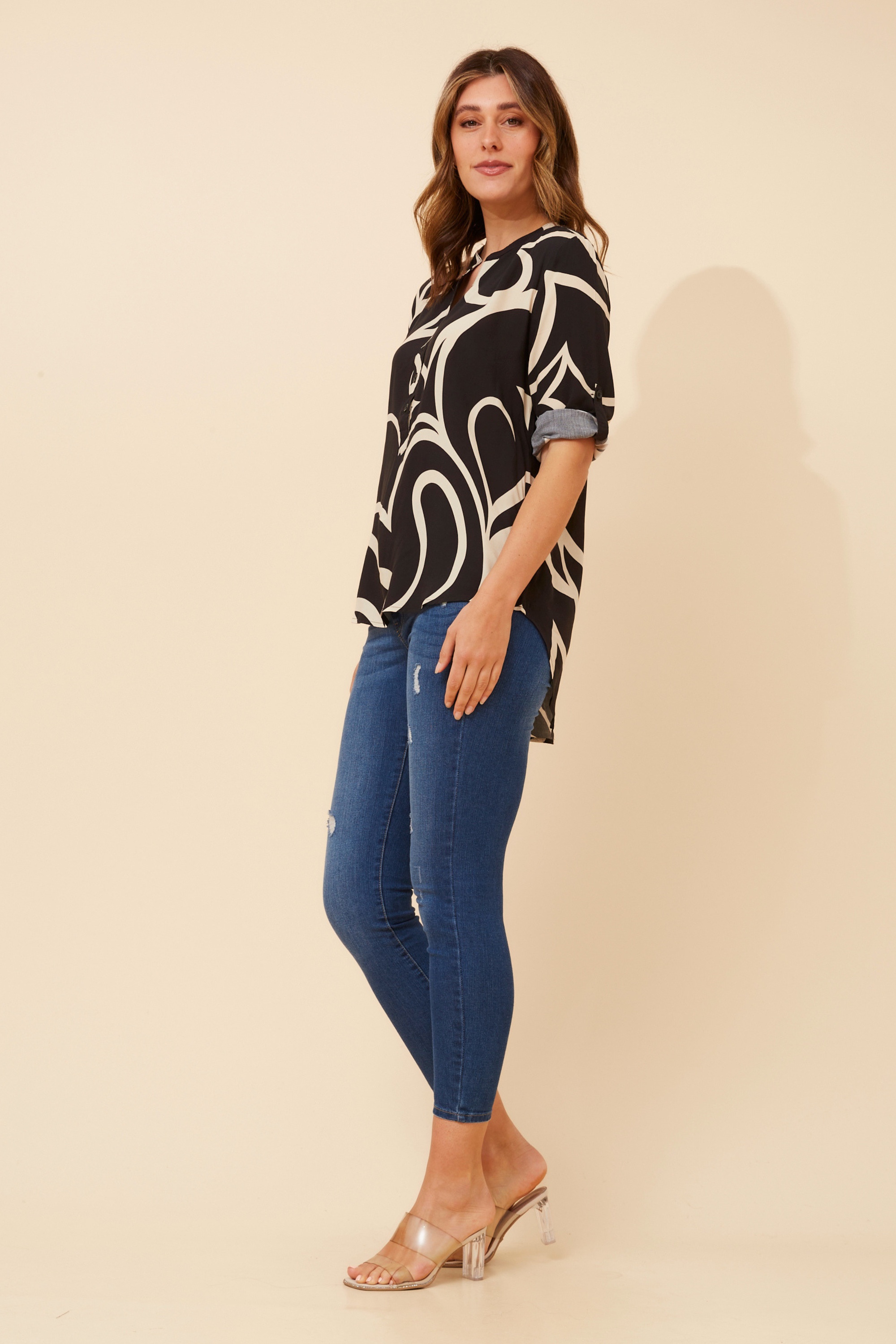 ROMINA ABSTRACT PRINT BLOUSE