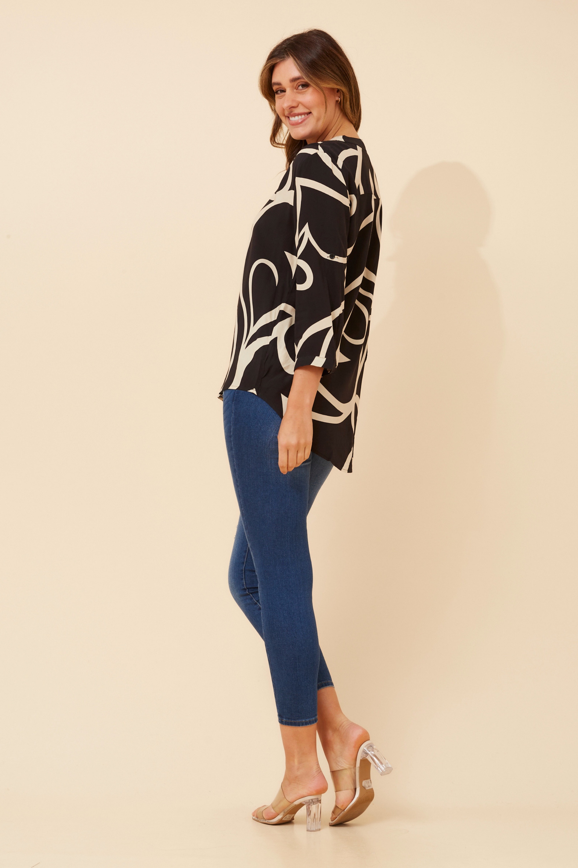 ROMINA ABSTRACT PRINT BLOUSE
