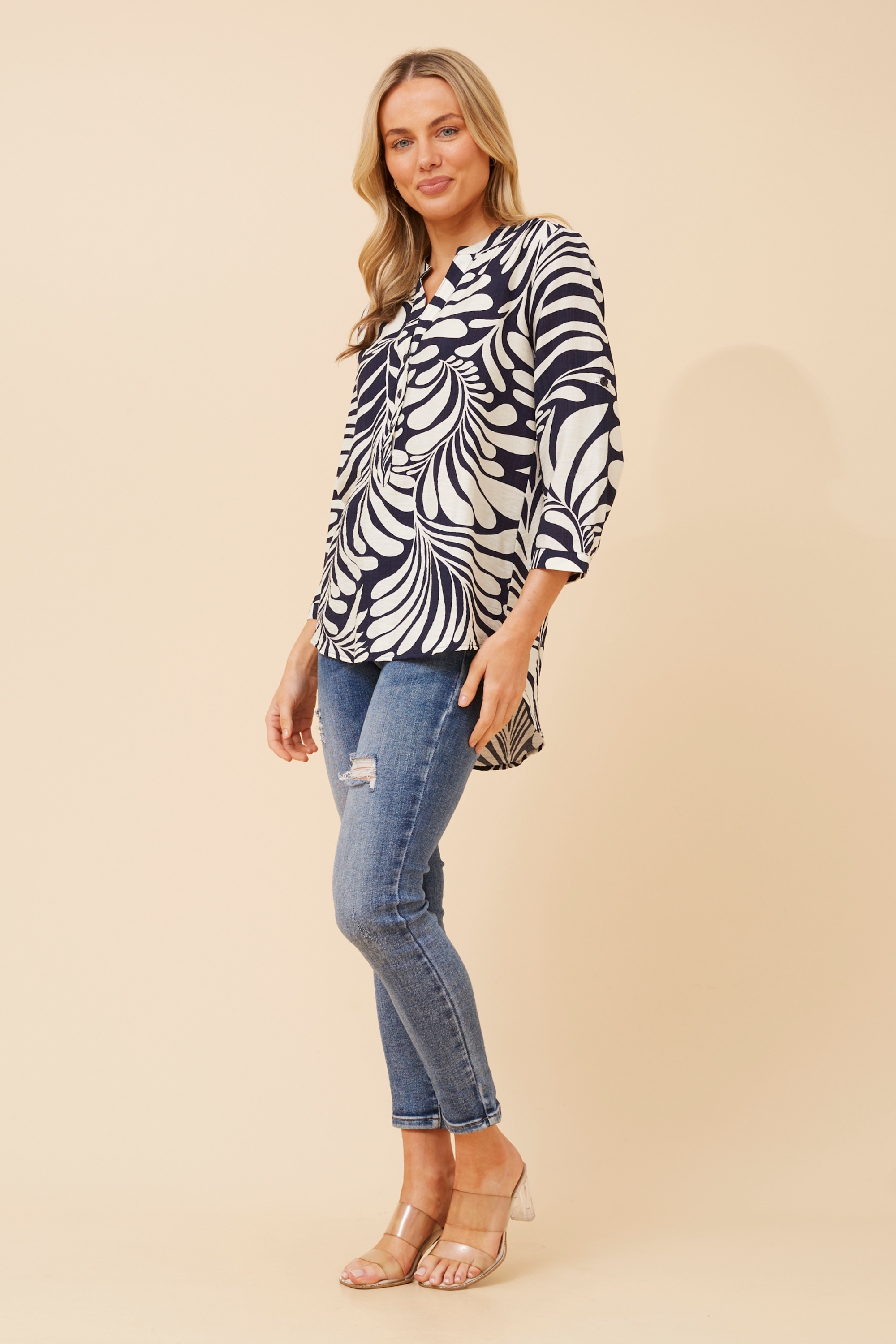 ROMINA ABSTRACT PRINT BLOUSE