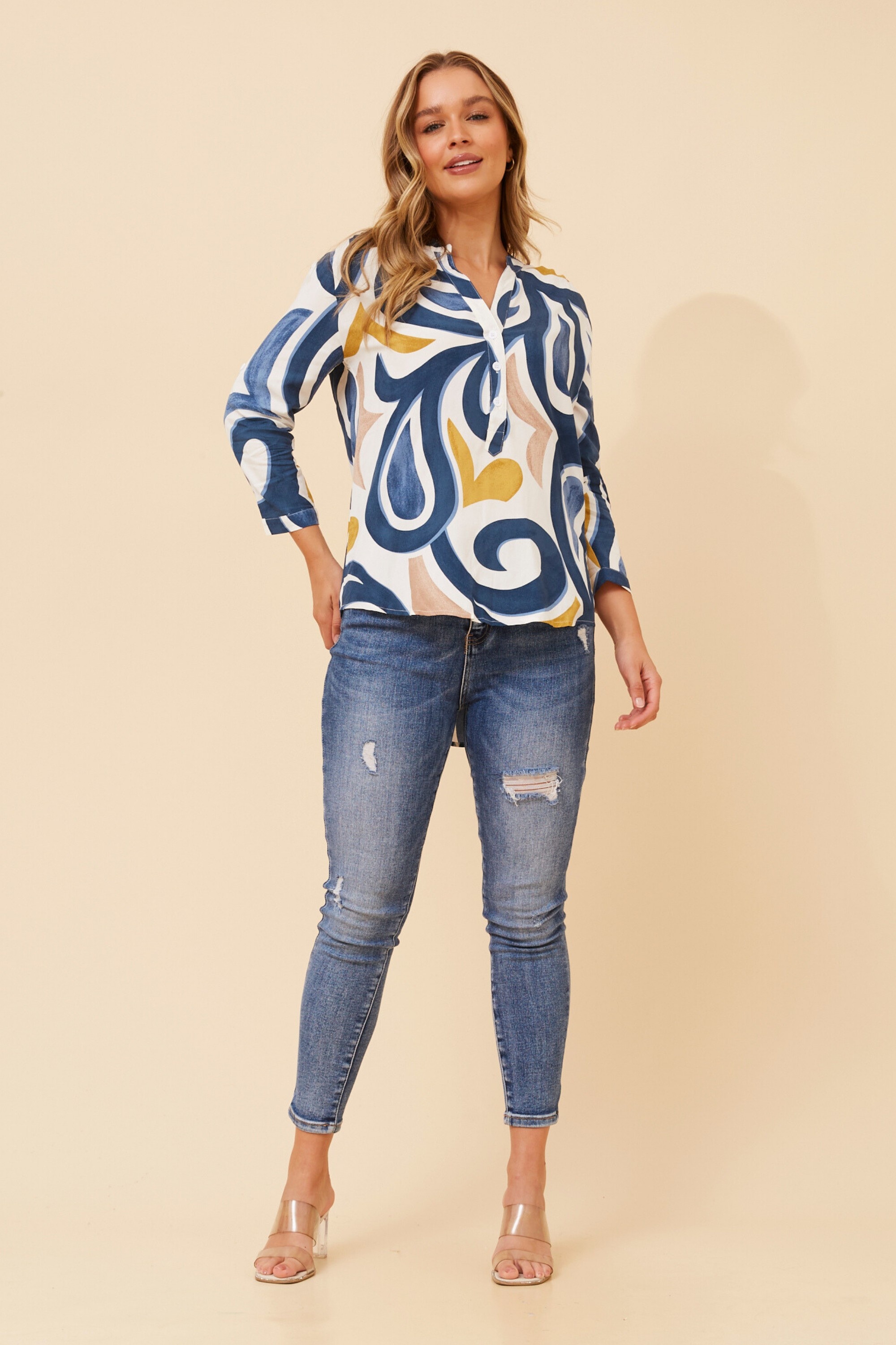 ROMINA ABSTRACT PRINT BLOUSE