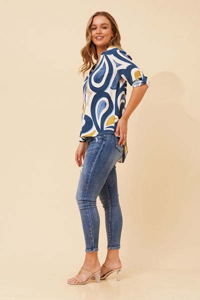 ROMINA ABSTRACT PRINT BLOUSE