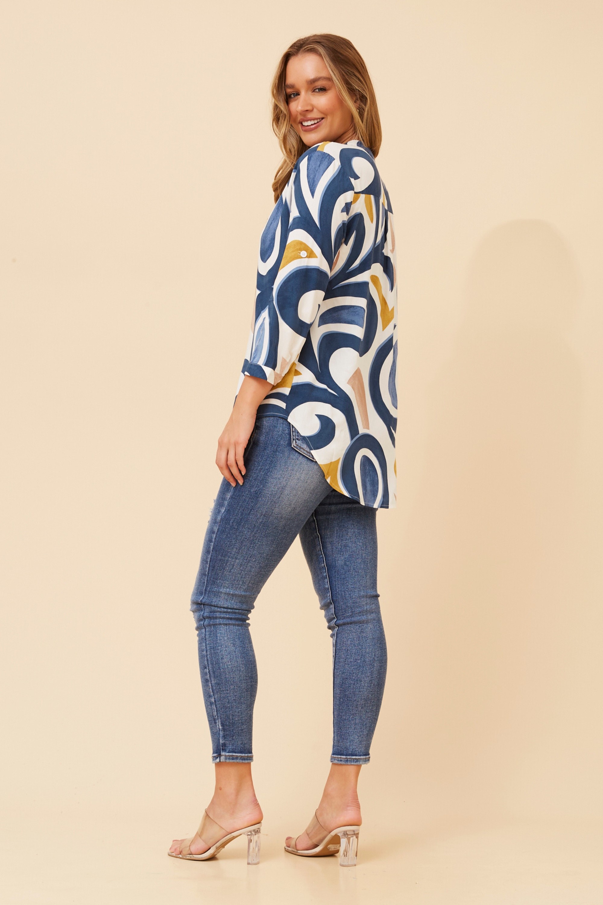 ROMINA ABSTRACT PRINT BLOUSE