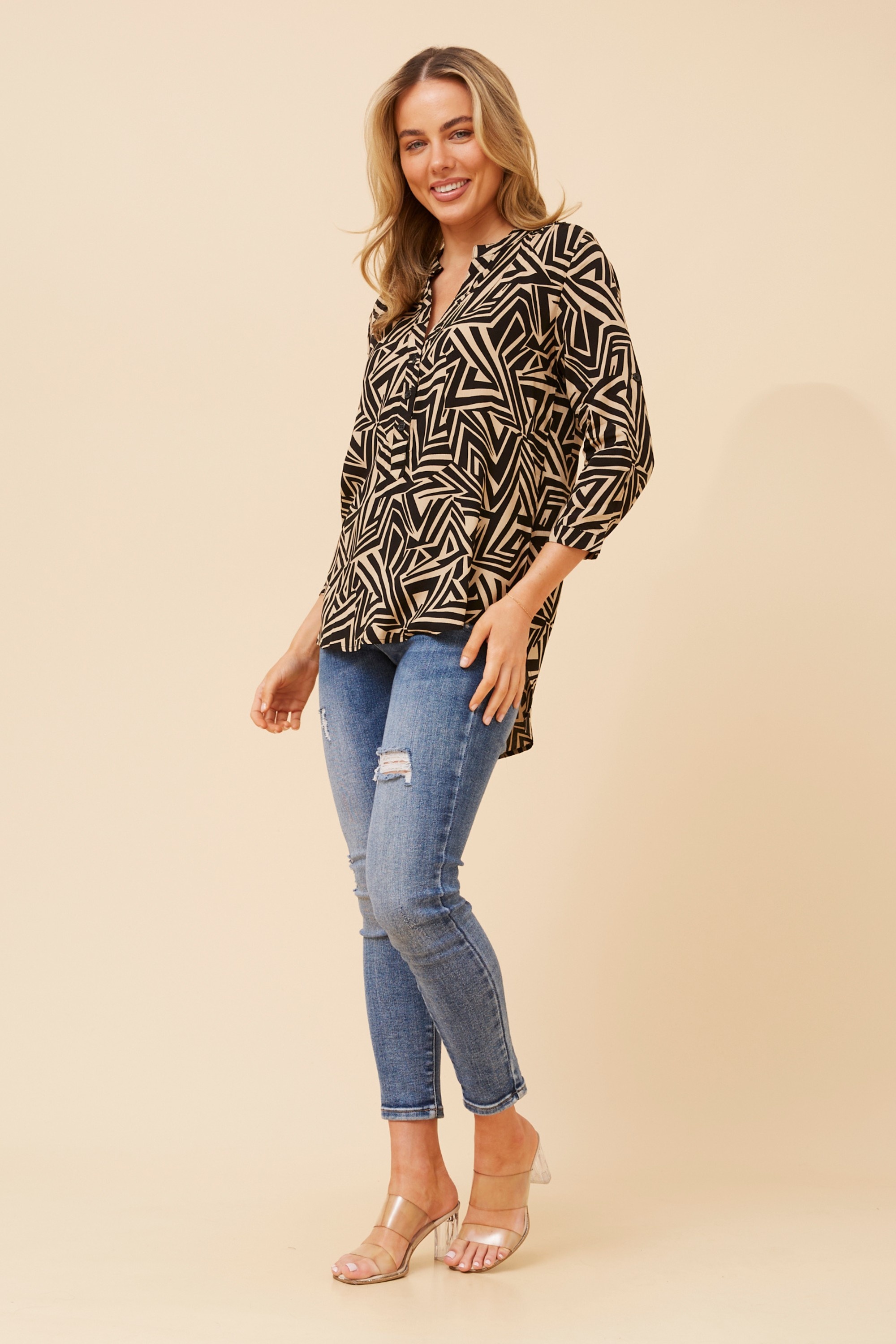ROMINA ABSTRACT PRINT BLOUSE