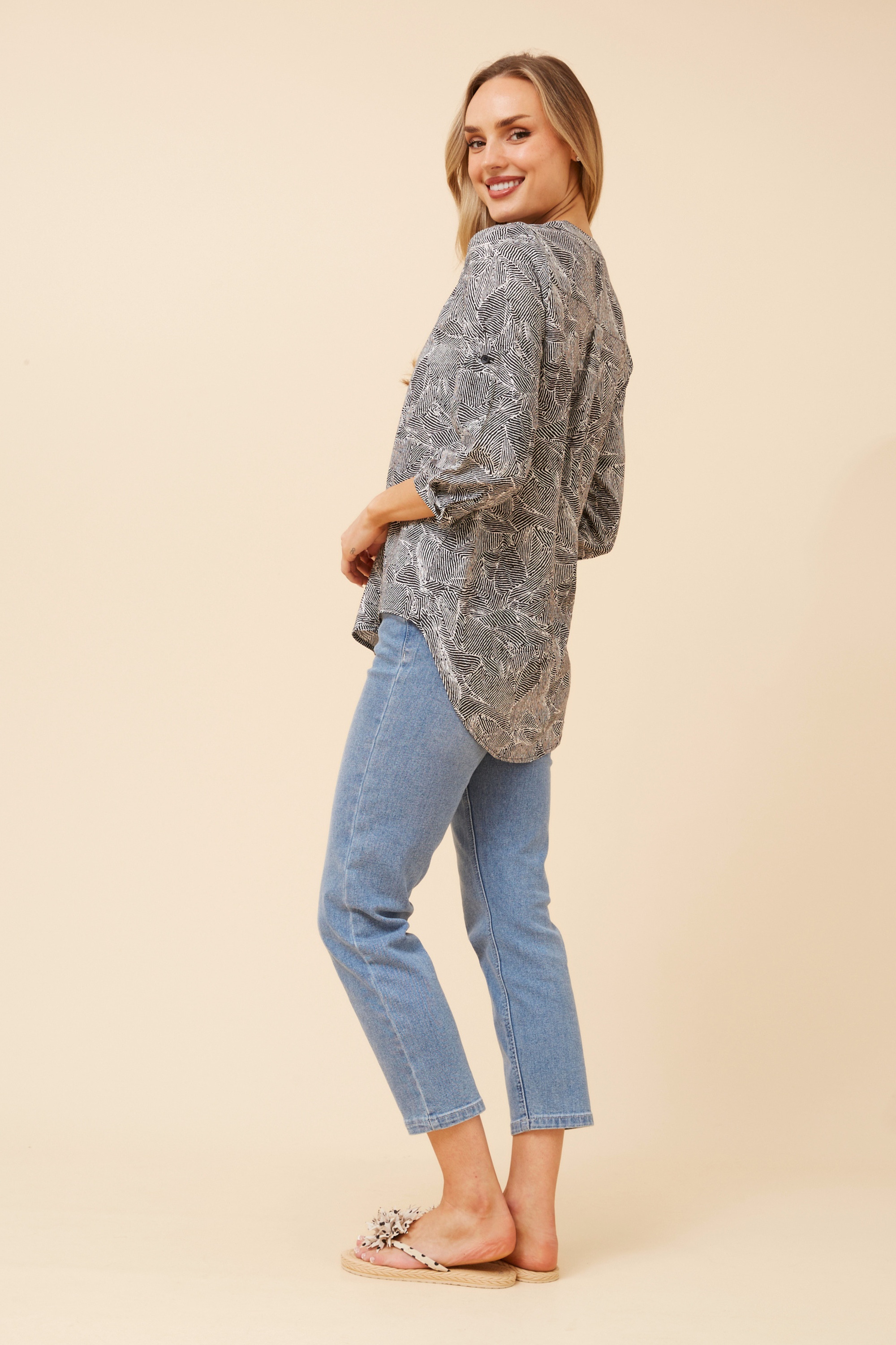 ROMINA ABSTRACT PRINT BLOUSE