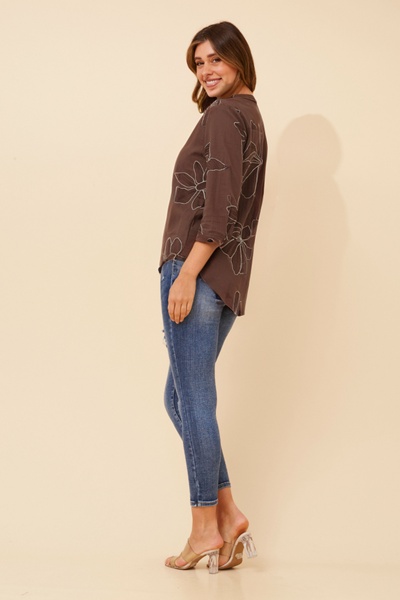 ROMINA FLORAL EMBROIDERED BLOUSE