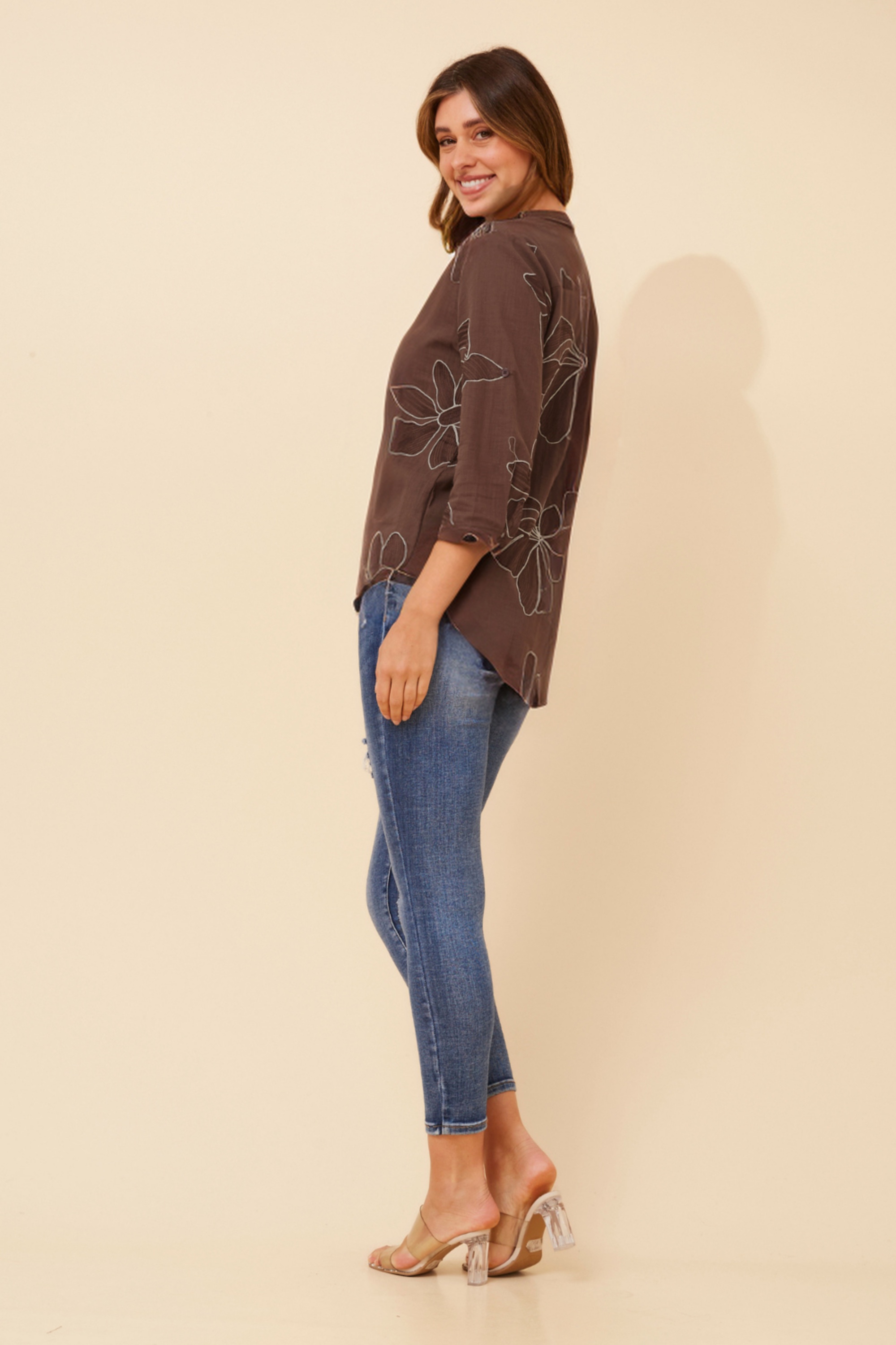 ROMINA FLORAL EMBROIDERED BLOUSE