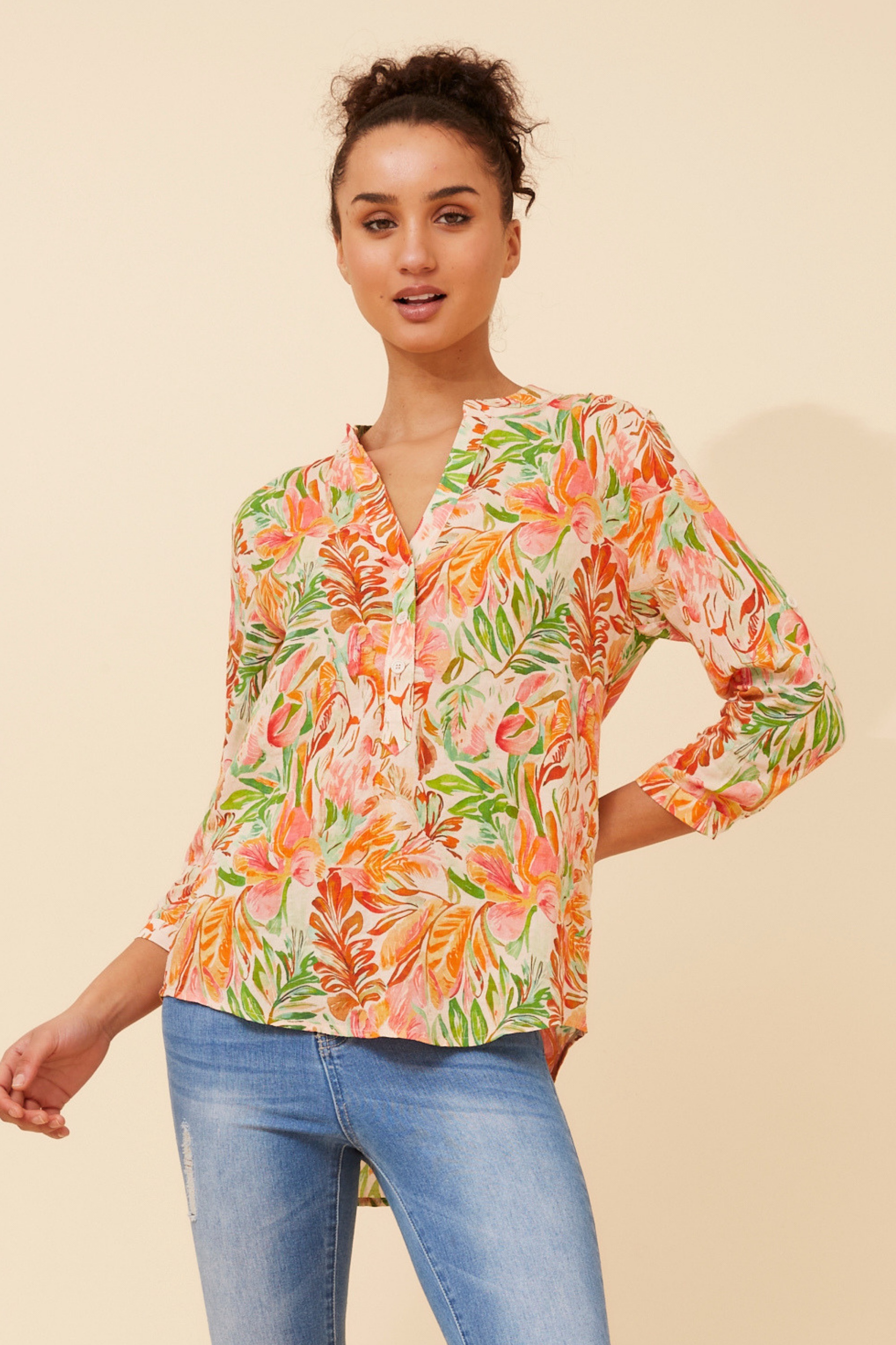 ROMINA LEAF PRINT BLOUSE