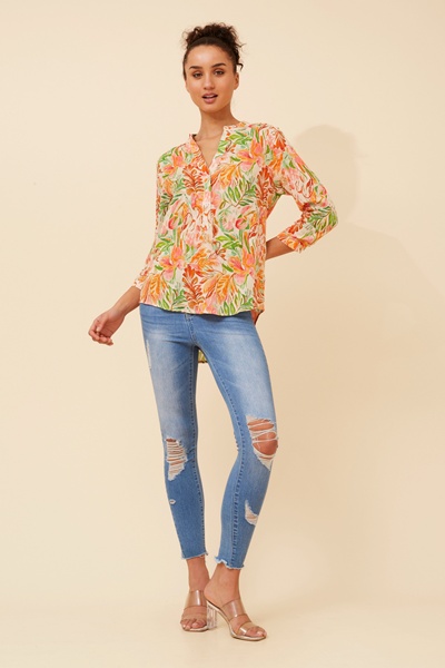 ROMINA LEAF PRINT BLOUSE