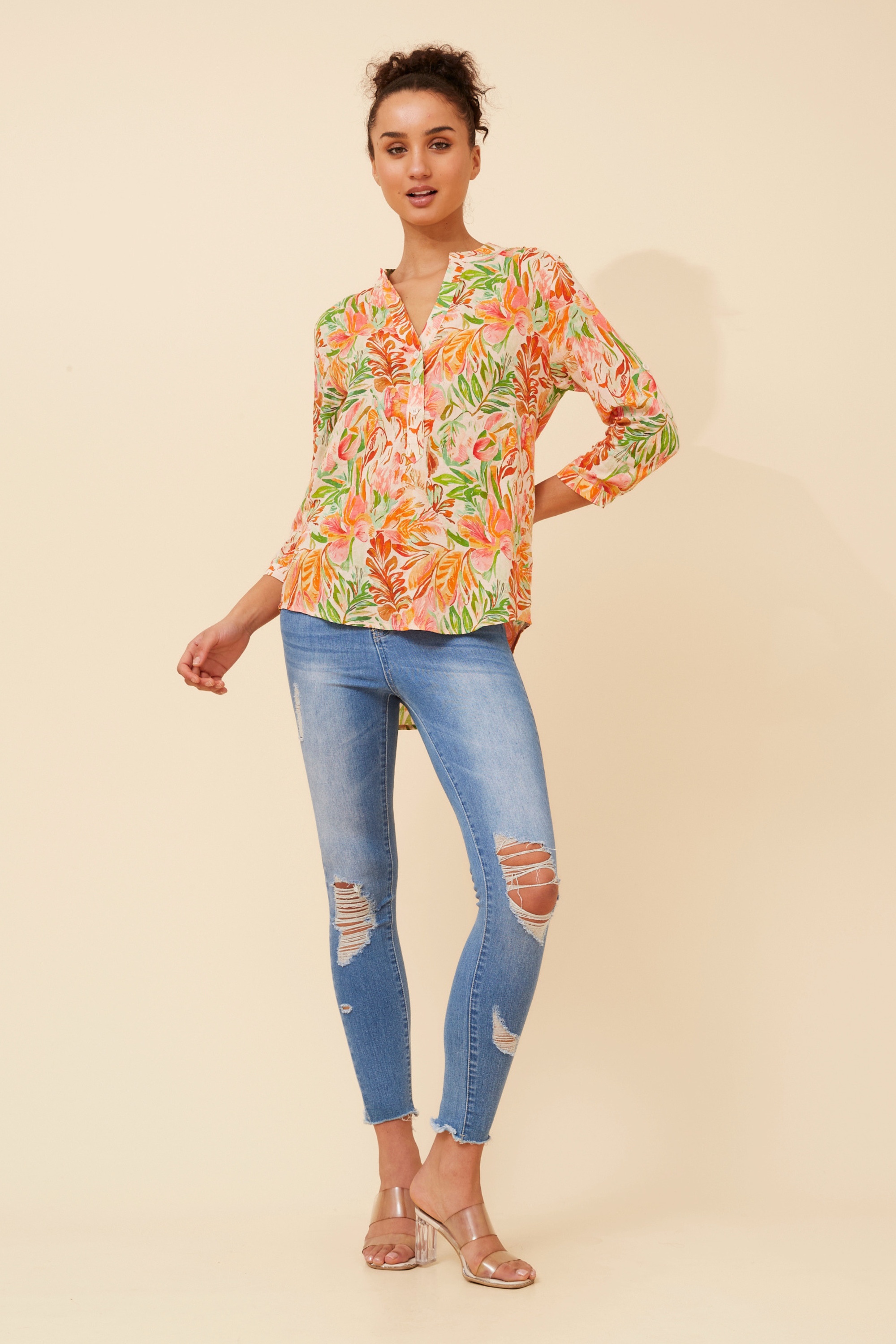 ROMINA LEAF PRINT BLOUSE