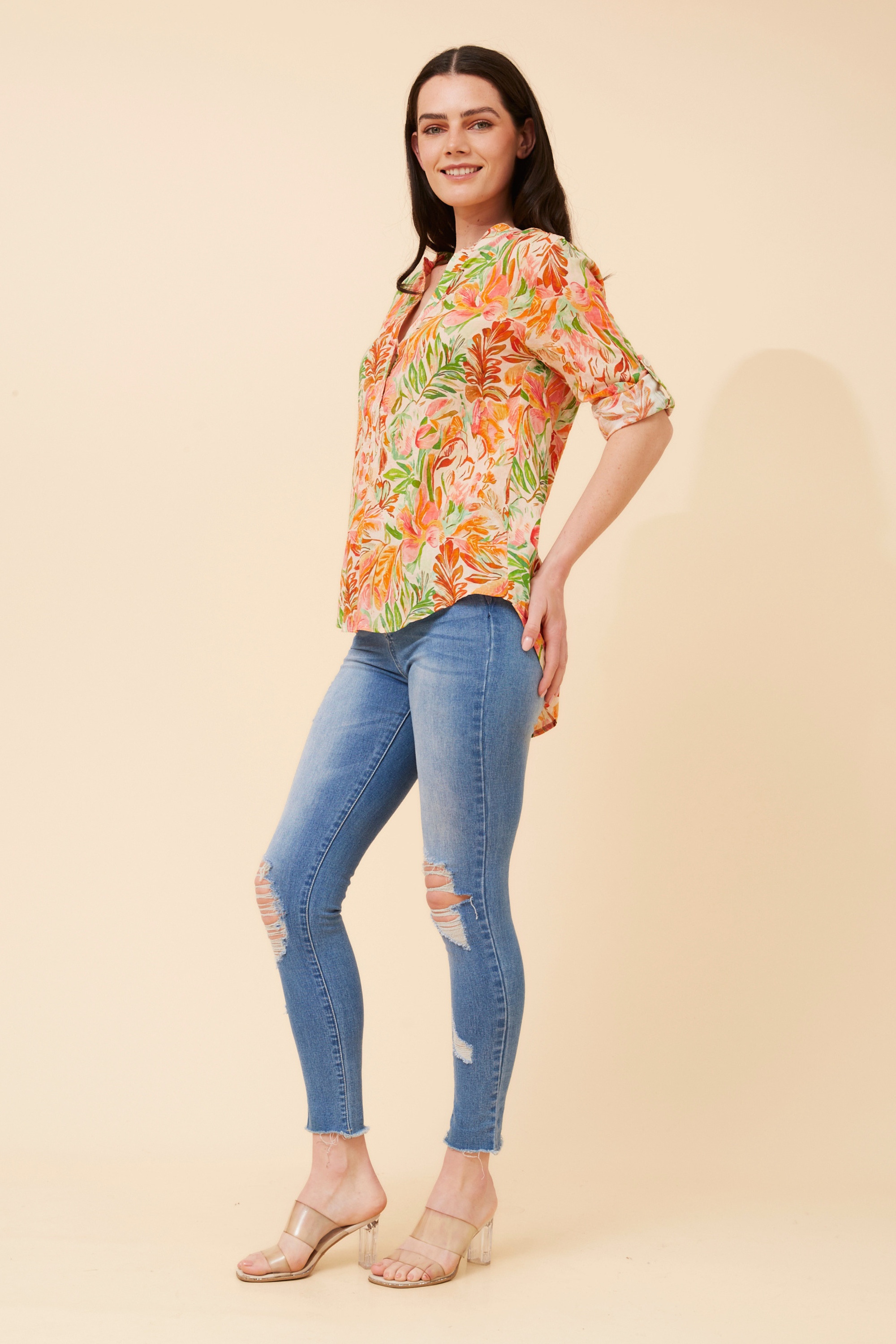 ROMINA LEAF PRINT BLOUSE