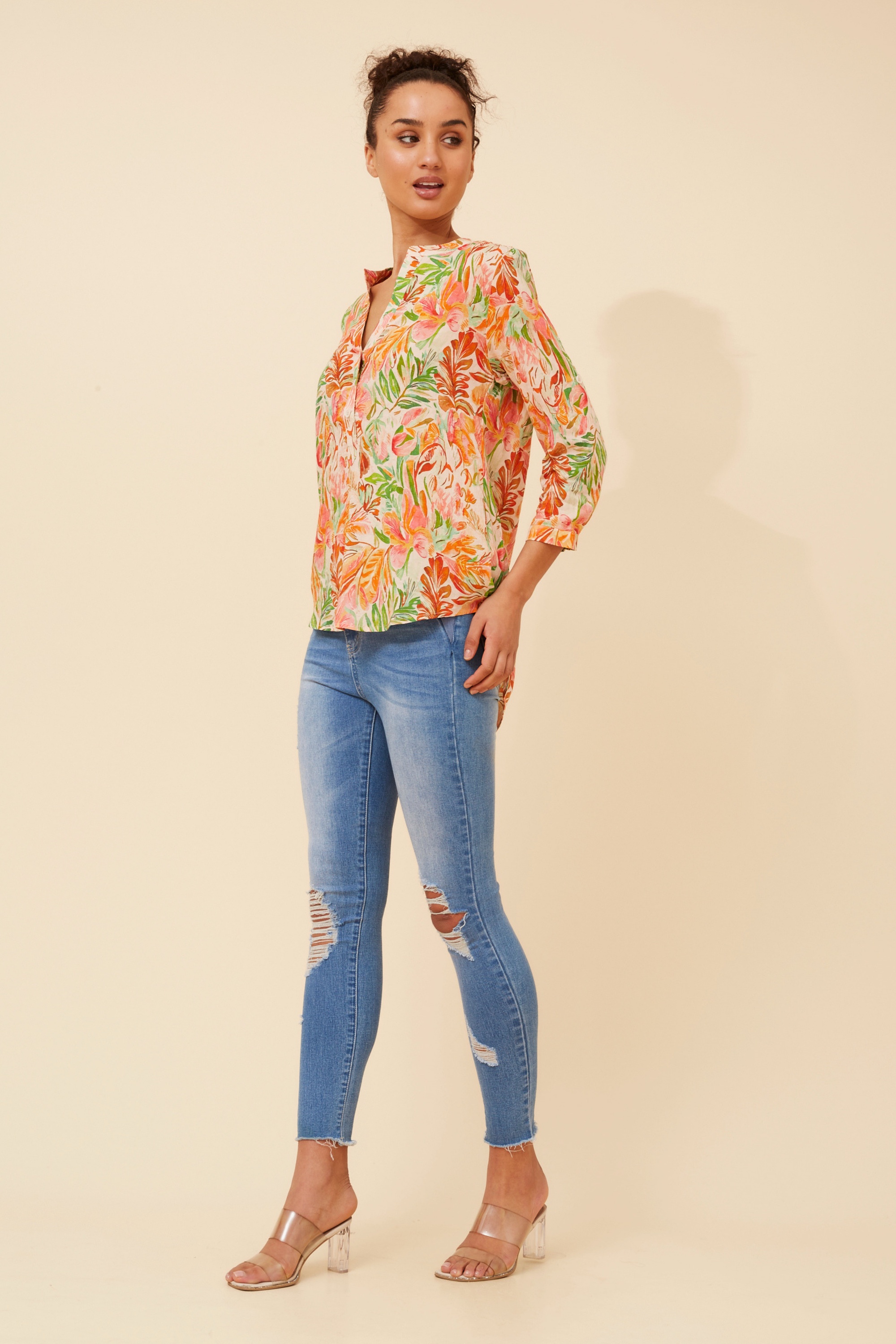 ROMINA LEAF PRINT BLOUSE