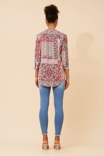 ROMINA PATCHWORK PRINT BLOUSE