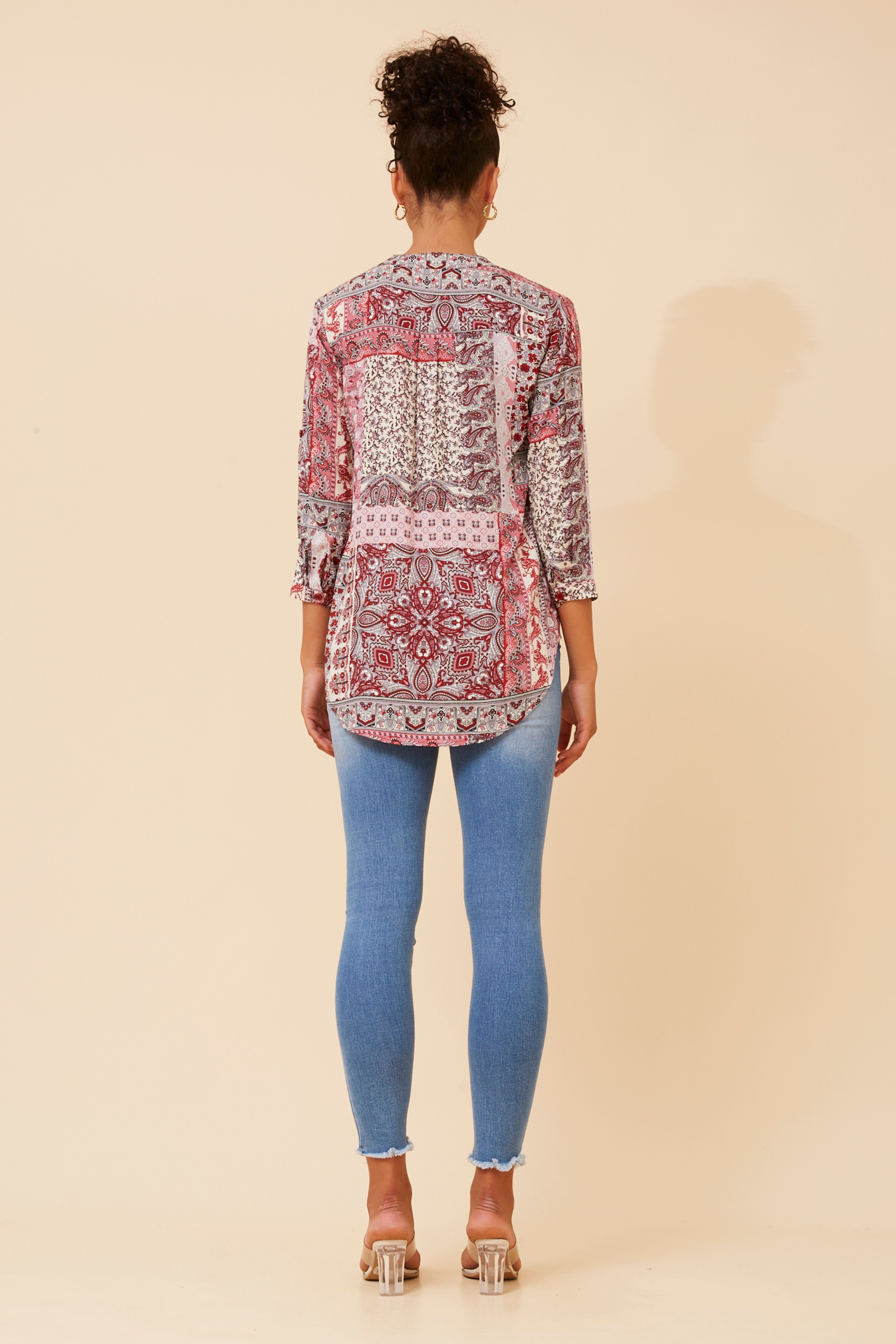 ROMINA PATCHWORK PRINT BLOUSE