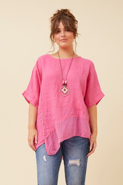 ROMOLA ASYMMETRIC LINEN TOP