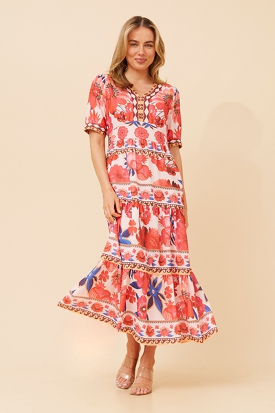 RONA FLORAL BORDER PRINT DRESS