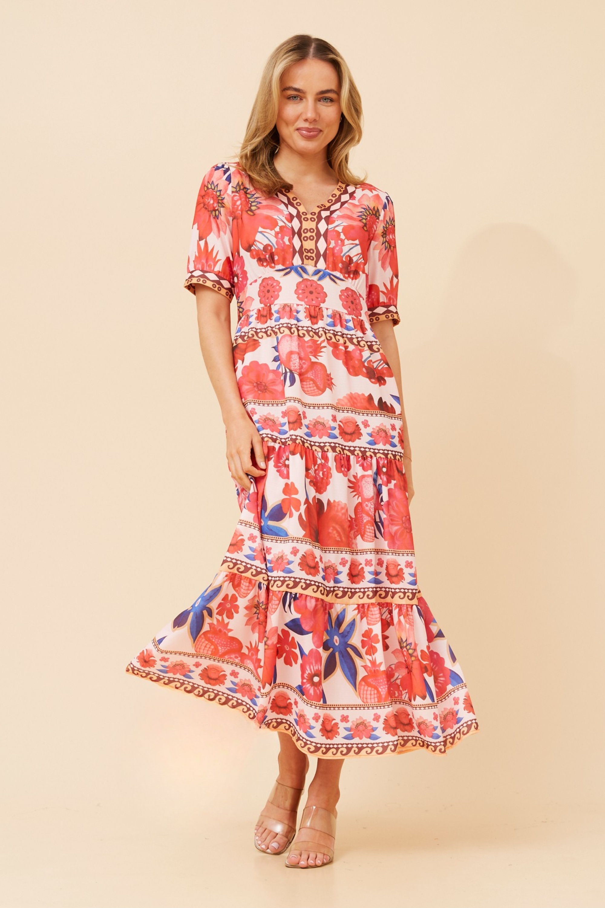 RONA FLORAL BORDER PRINT DRESS