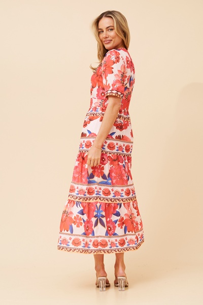 RONA FLORAL BORDER PRINT DRESS
