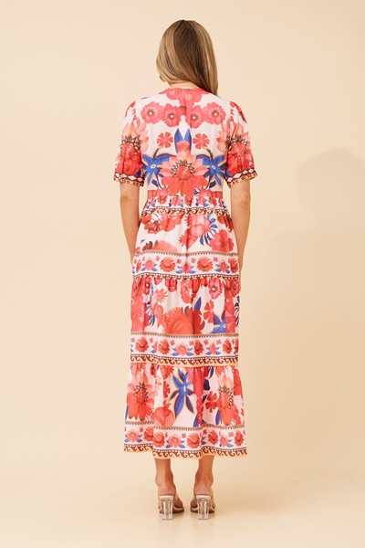 RONA FLORAL BORDER PRINT DRESS