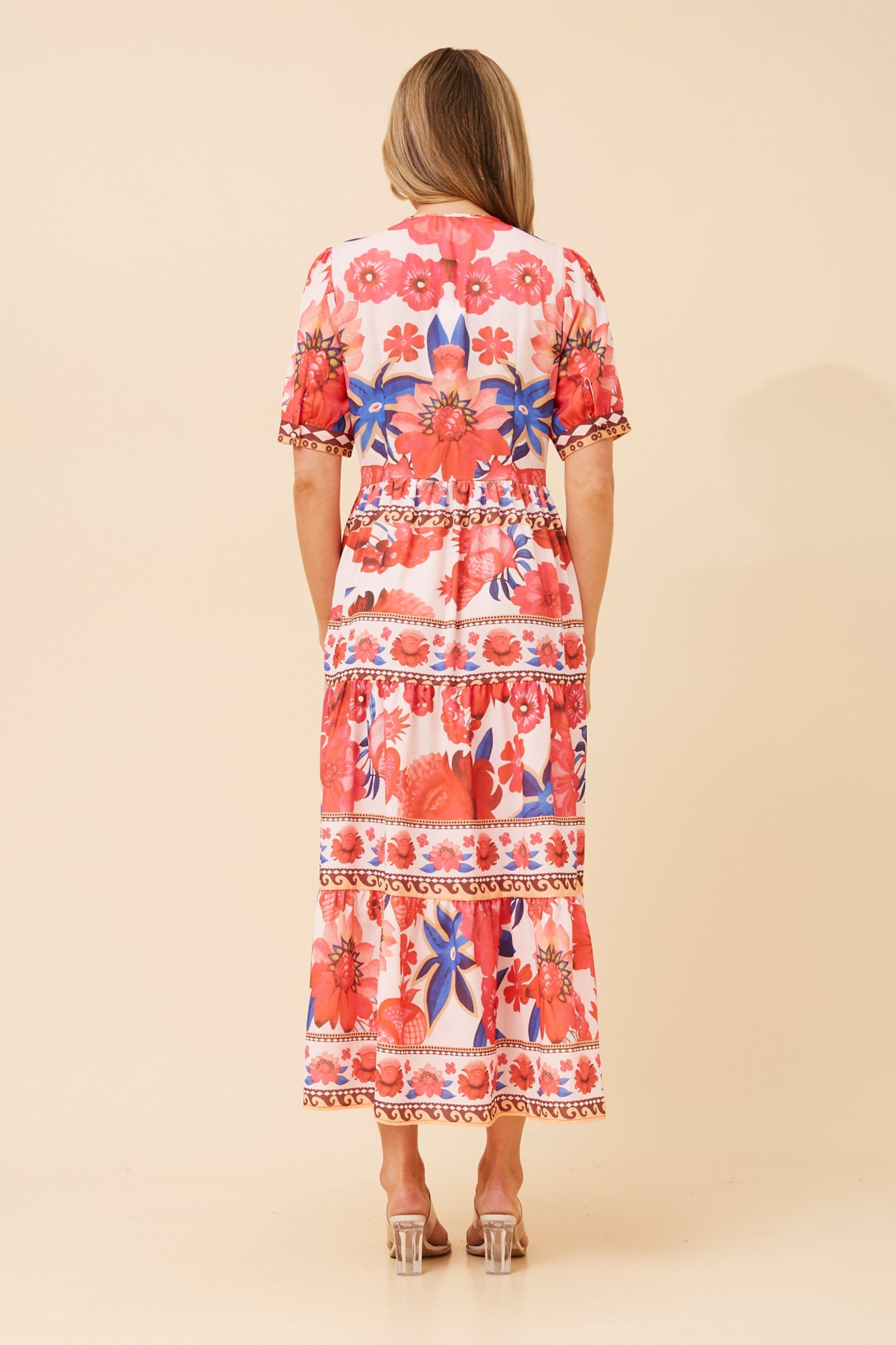 RONA FLORAL BORDER PRINT DRESS