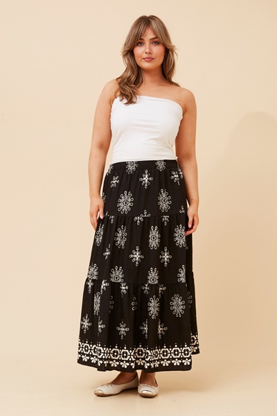 ROSALINA EMBROIDERED MIDI SKIRT
