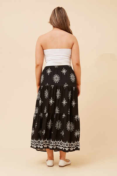ROSALINA EMBROIDERED MIDI SKIRT