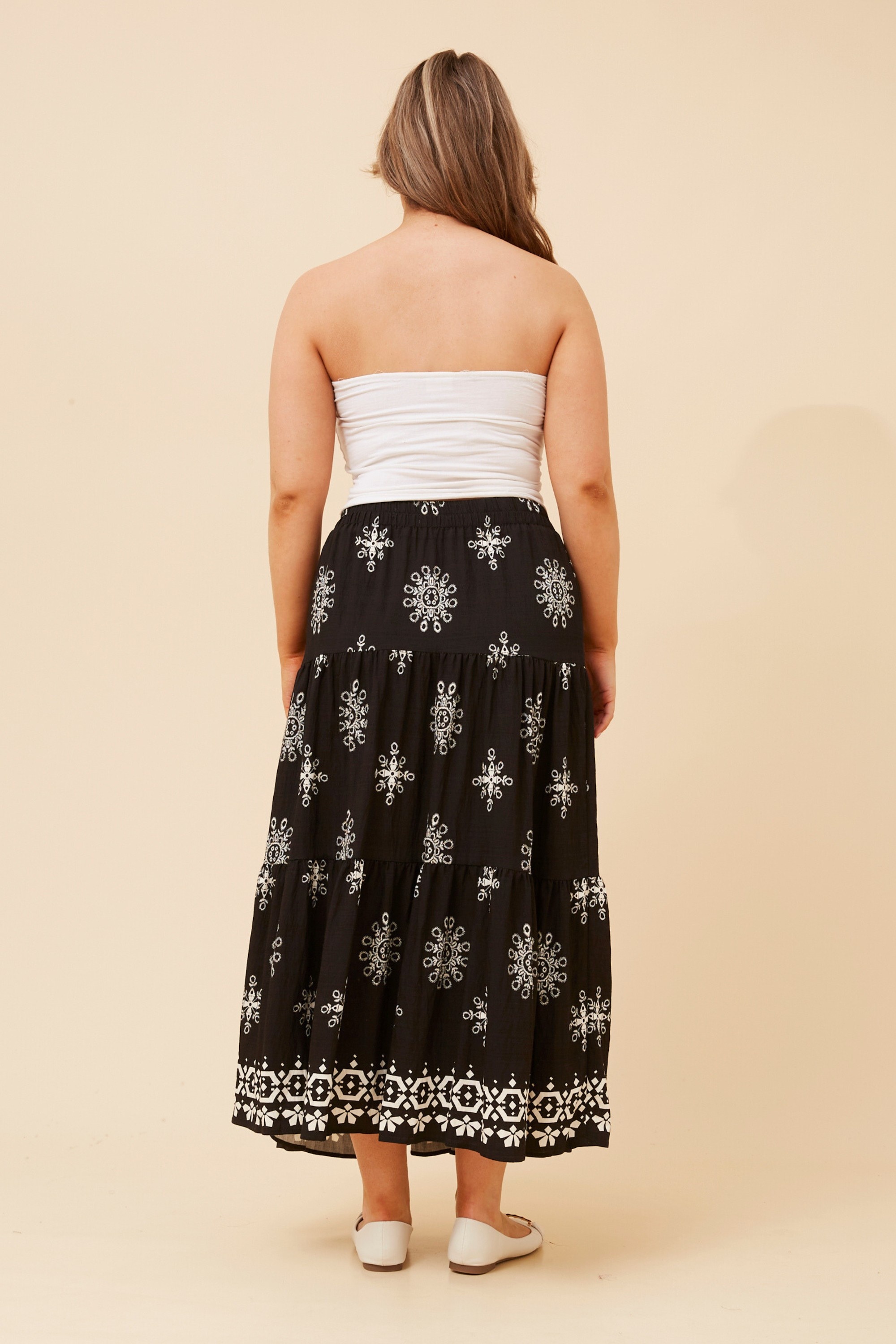 ROSALINA EMBROIDERED MIDI SKIRT