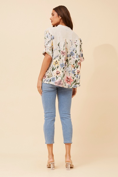ROSALVA FLORAL PRINT LINEN SHIRT