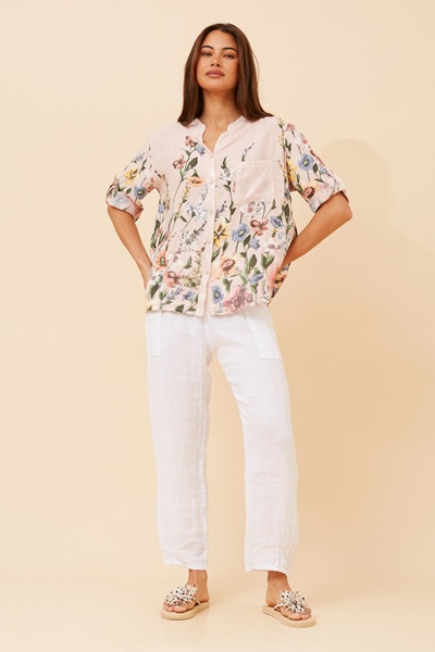ROSALVA FLORAL PRINT LINEN SHIRT