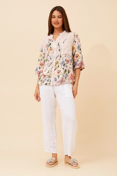 ROSALVA FLORAL PRINT LINEN SHIRT