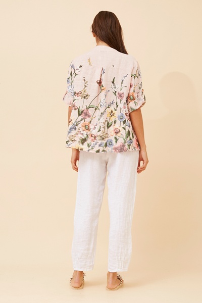 ROSALVA FLORAL PRINT LINEN SHIRT