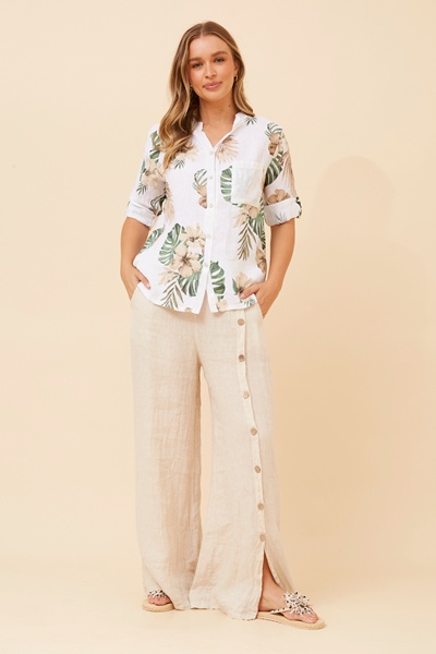 ROSALVA TROPICAL PRINT LINEN SHIRT