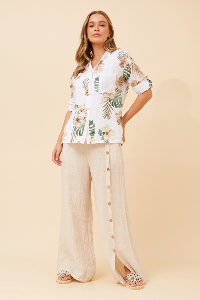 ROSALVA TROPICAL PRINT LINEN SHIRT