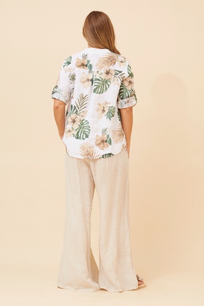 ROSALVA TROPICAL PRINT LINEN SHIRT