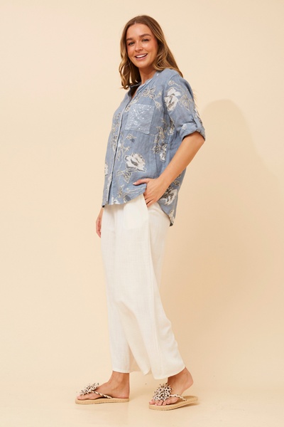 ROSEANNE FLORAL LINEN SHIRT