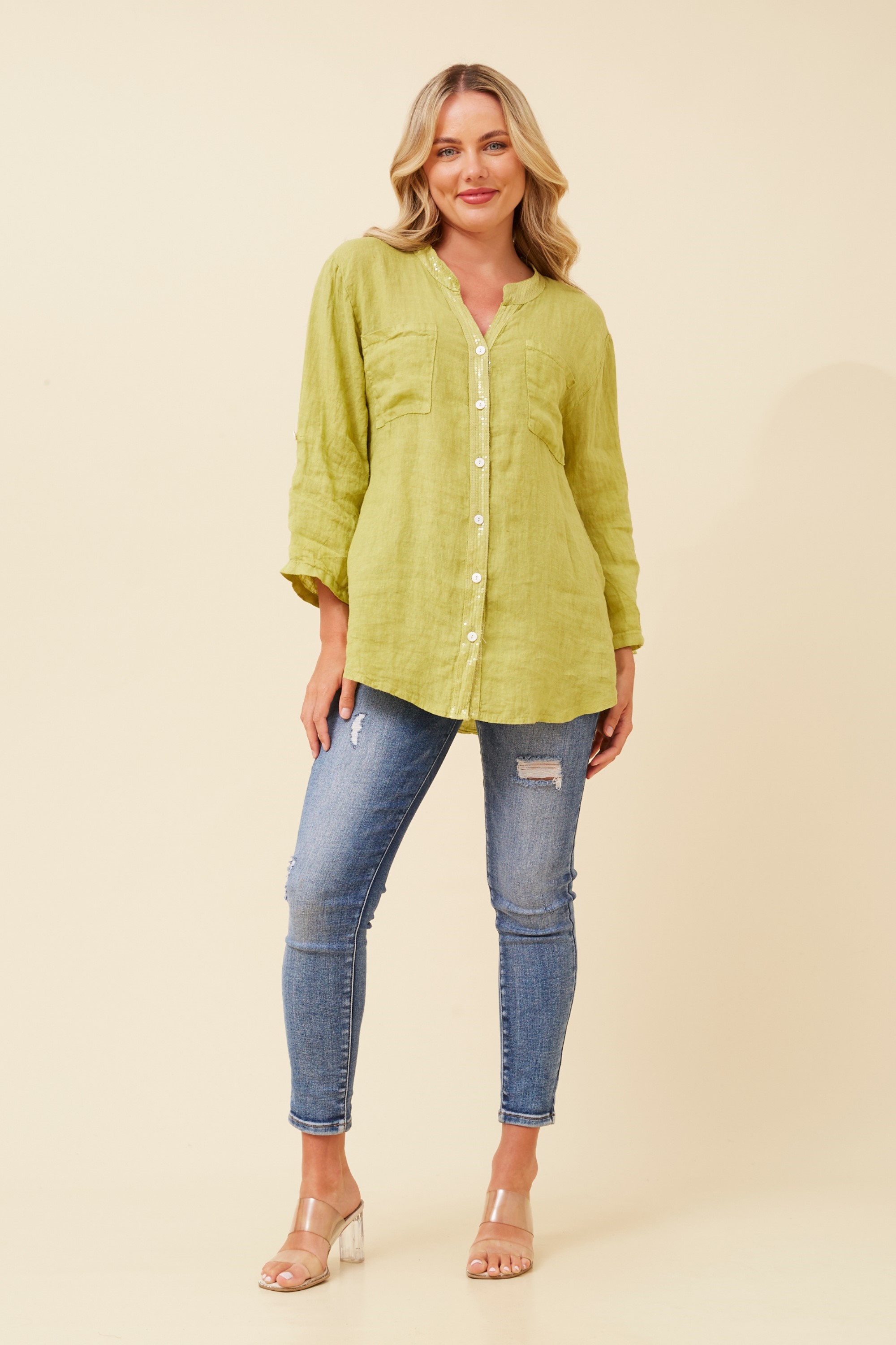 ROSEANNE LINEN SOLID SHIRT