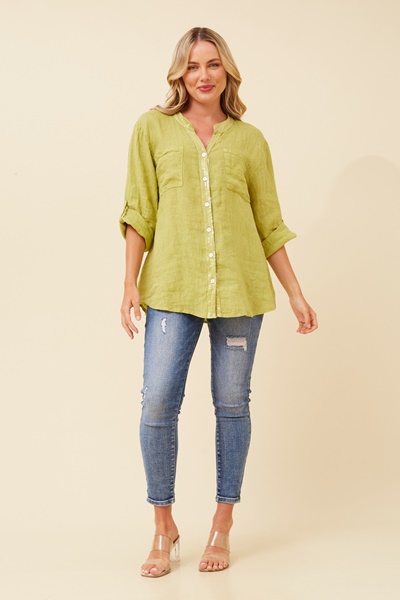 ROSEANNE LINEN SOLID SHIRT