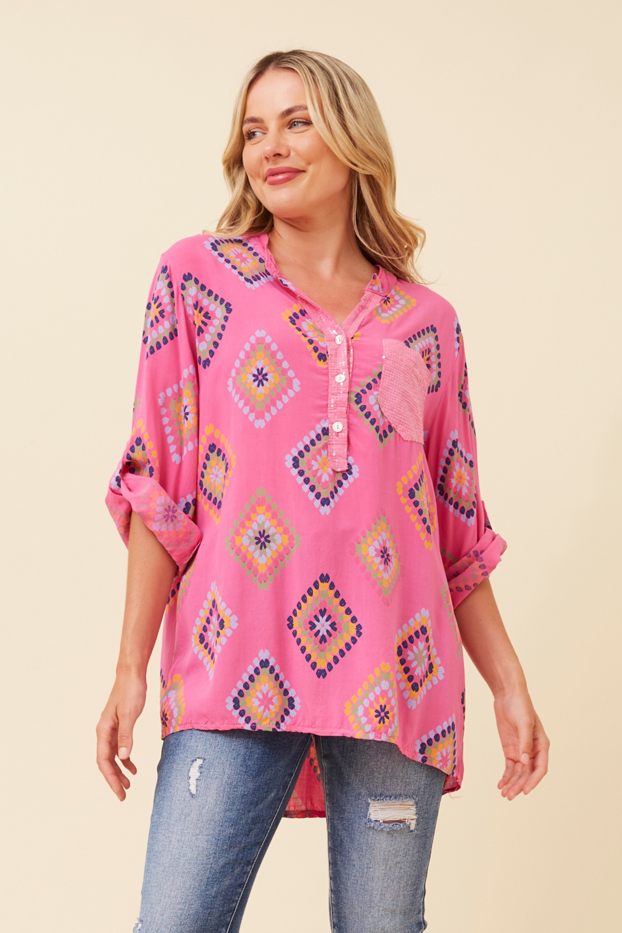 ROSETTA ABSTRACT PRINT TOP