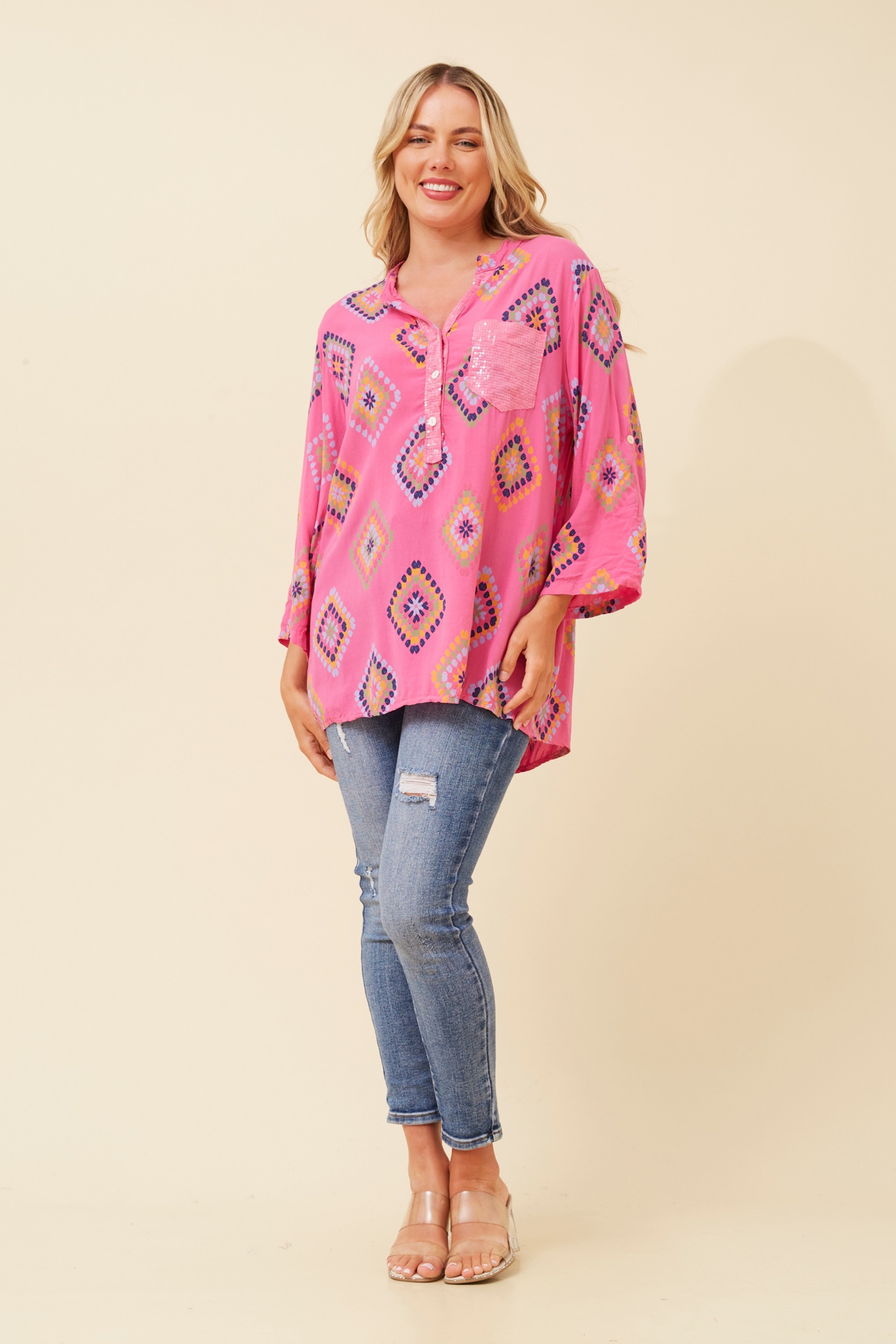 ROSETTA ABSTRACT PRINT TOP