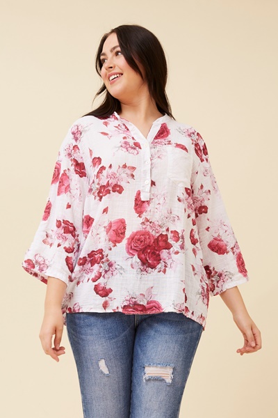 ROSETTA FLORAL LINEN SHIRT