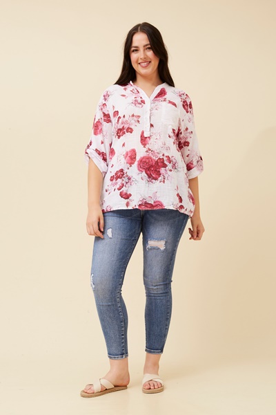 ROSETTA FLORAL LINEN SHIRT