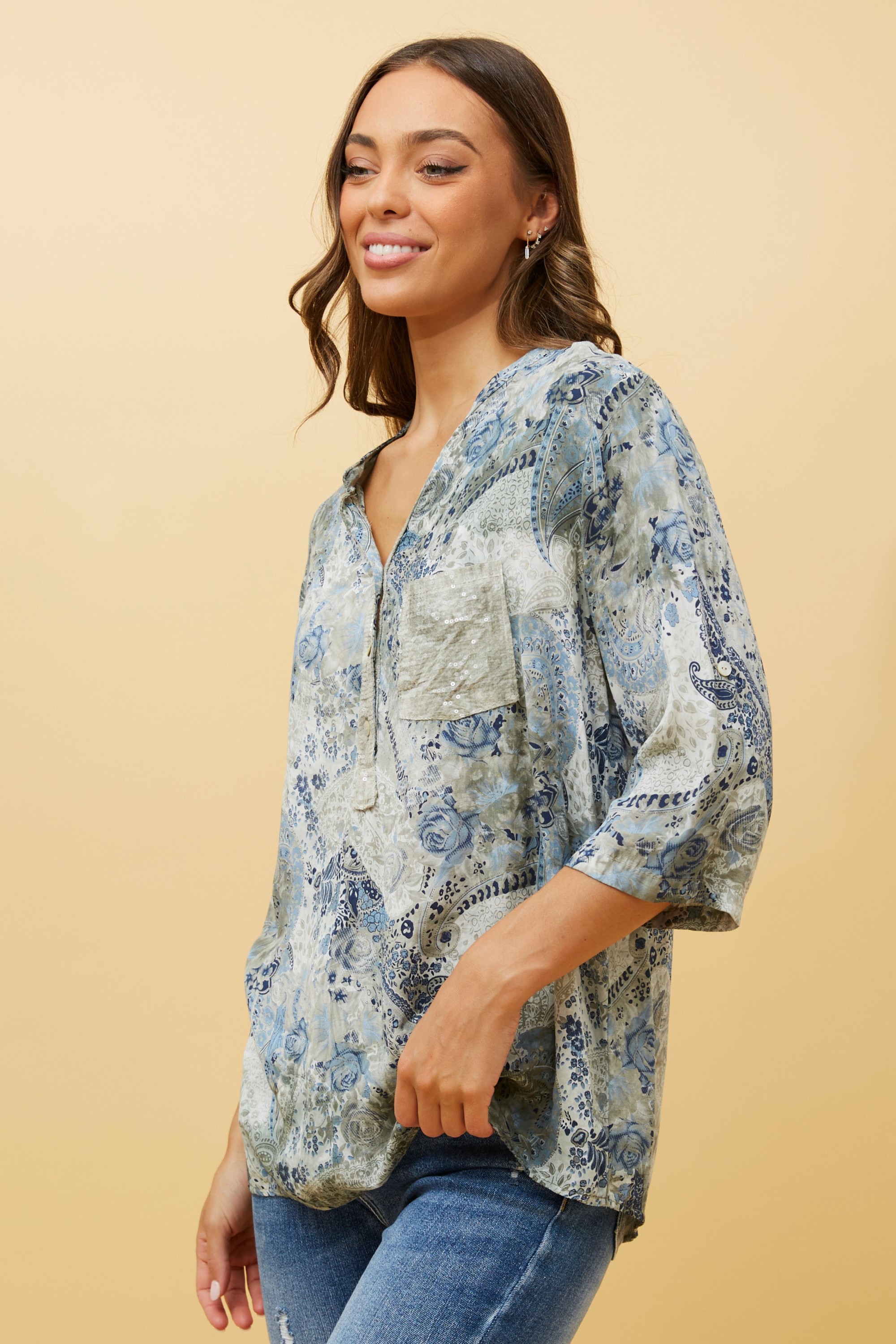 ROSETTA FLORAL SEQUIN SHIRT