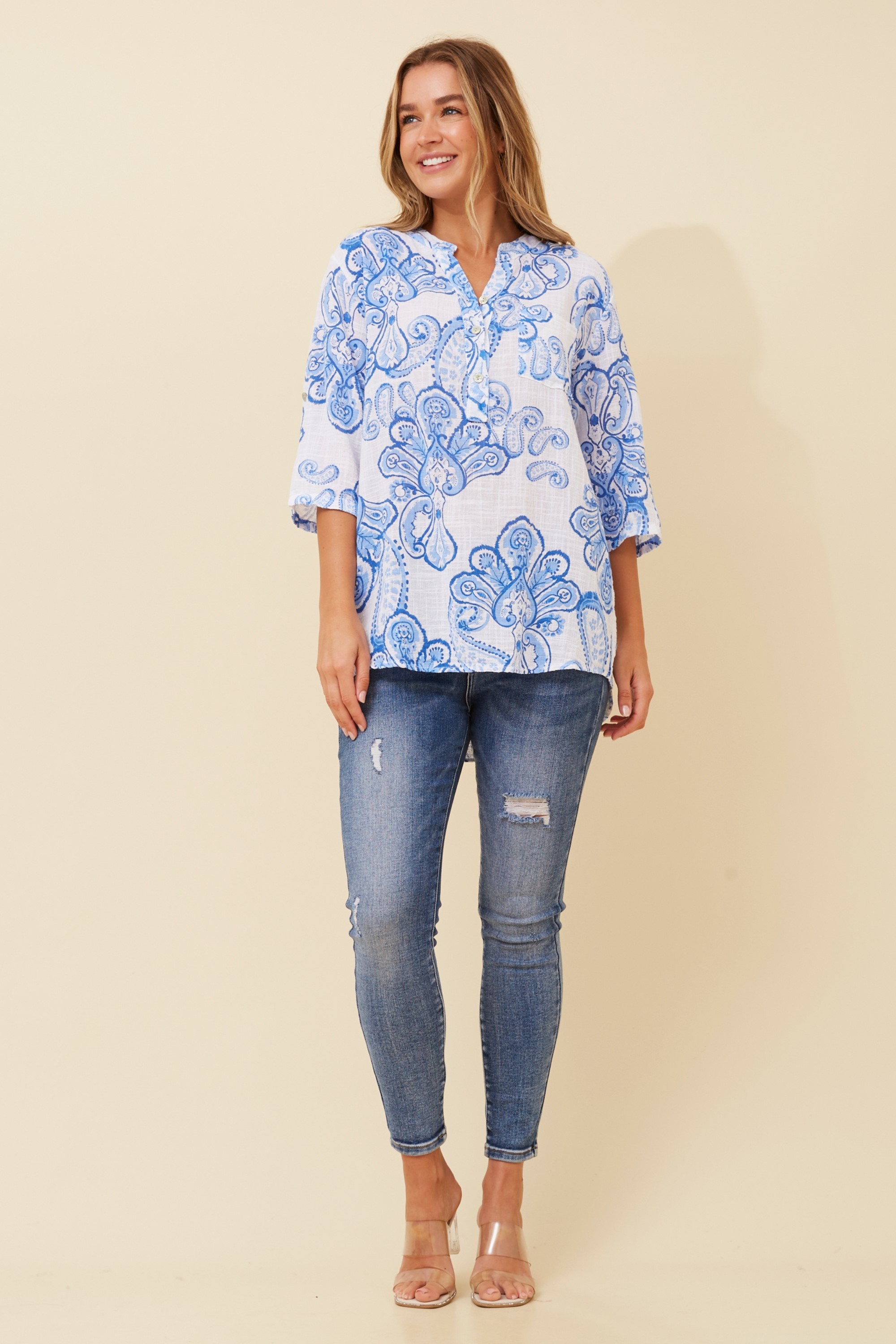 ROSETTA PAISLEY PRINT TOP