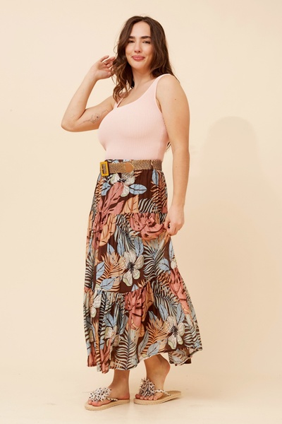 ROSIKA TROPICAL PRINT SKIRT