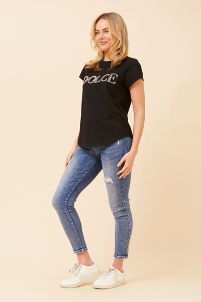 ROSLET DIAMANTE DETAIL T-SHIRT