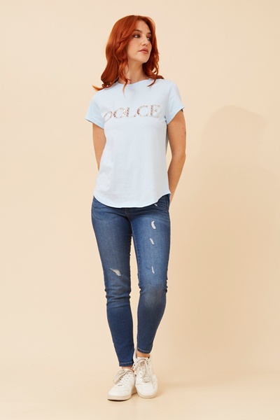 ROSLET DIAMANTE DETAIL T-SHIRT