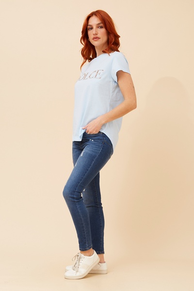 ROSLET DIAMANTE DETAIL T-SHIRT