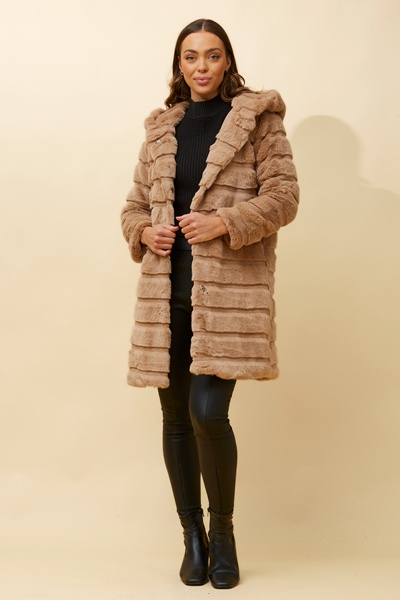 ROSS SOLID FAUX FUR COAT